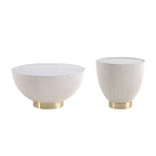 Set di tavolini da caffè e d'appoggio rotondi in finto marmo, 2 pezzi, crema / grigio crema / grigio / verde / arancione