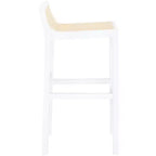 Sgabello da bar con schienale basso in canna, nero/bianco, 1 posto