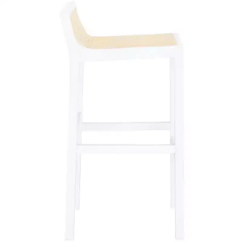 Sgabello da bar con schienale basso in canna, nero/bianco, 1 posto