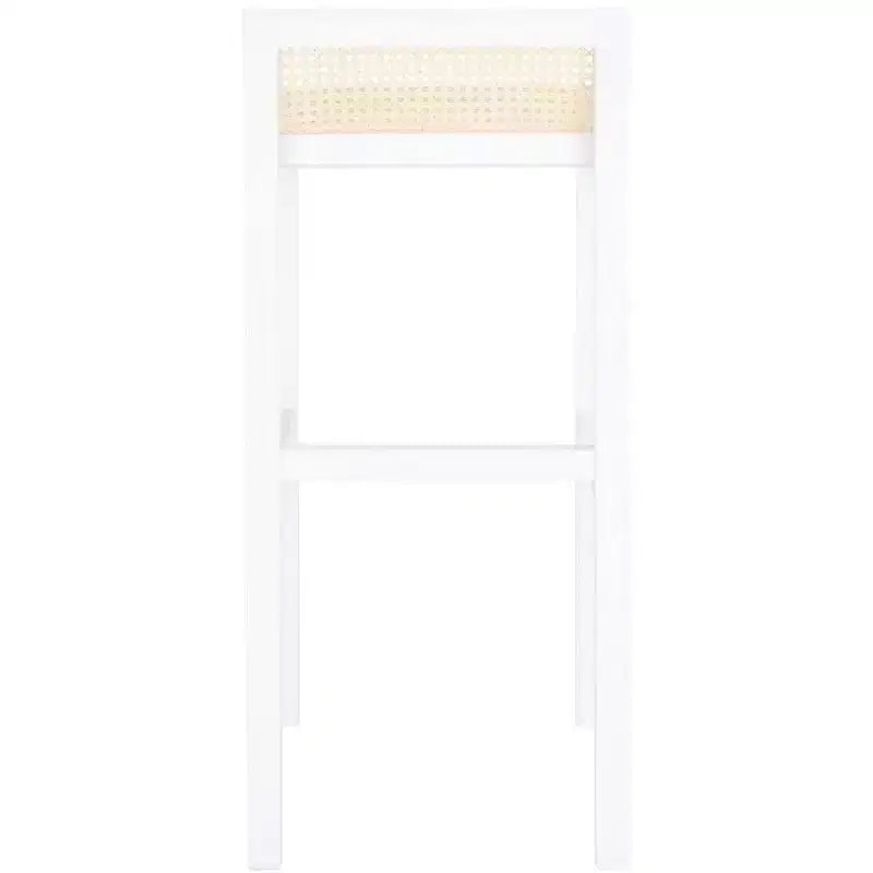 Sgabello da bar con schienale basso in canna, nero/bianco, 1 posto