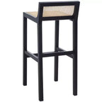 Sgabello da bar con schienale basso in canna, nero/bianco, 1 posto