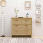 Comò a 4 cassetti in rattan da 31,5" per soggiorno e camera da letto 4W - ModernLuxe