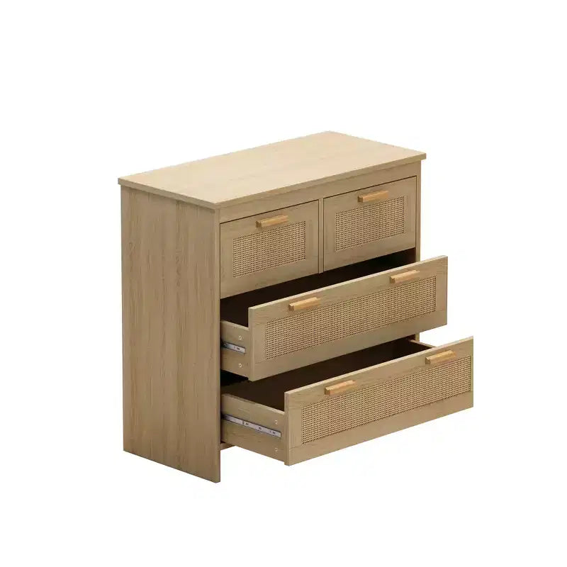 Comò a 4 cassetti in rattan da 31,5" per soggiorno e camera da letto 4W - ModernLuxe
