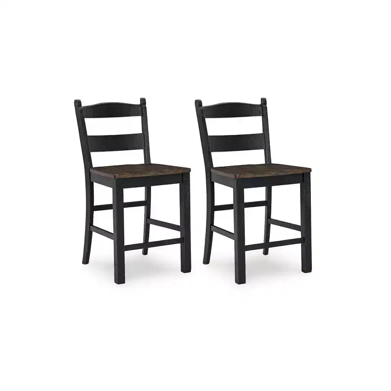 Signature Design by Ashley Valebeck Counter Height Bar Stool, Set of 2, Black/Brown