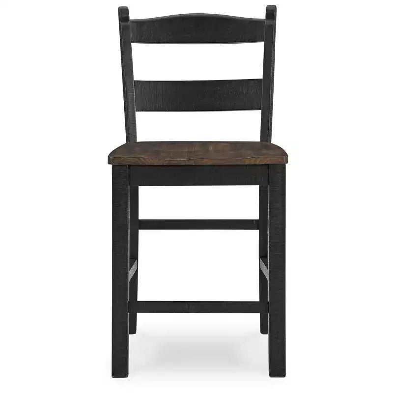 Sgabello da bar di altezza bancone, nero/marrone, set da 2 (1 per sgabello)