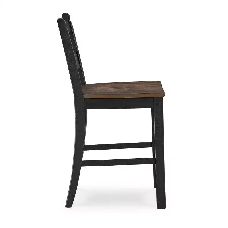 Sgabello da bar di altezza bancone, nero/marrone, set da 2 (1 per sgabello)