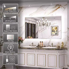 Specchio da Bagno con Luce a LED Bianca/Calda/Neutrale, Dimmerabile e Anti-Appannamento, Montaggio a Parete, 1 Posto