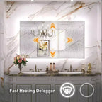Specchio da Bagno con Luce a LED Bianca/Calda/Neutrale, Dimmerabile e Anti-Appannamento, Montaggio a Parete, 1 Posto