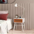 Comodino in Rattan Bianco e Marrone con Cassetto, 1-2 pz