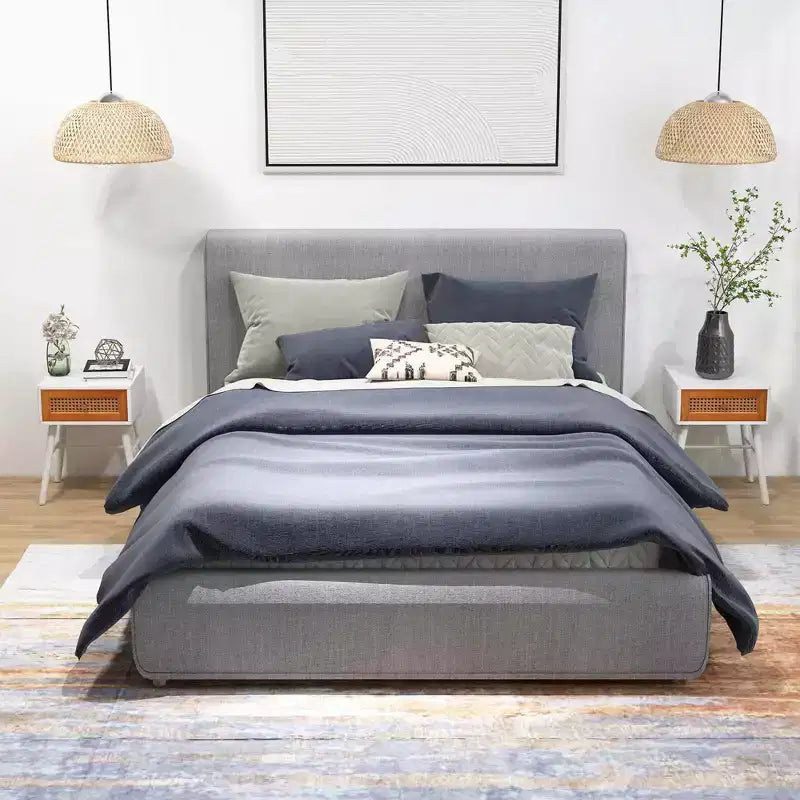 Comodino in Rattan Bianco e Marrone con Cassetto, 1-2 pz