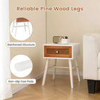 Comodino in Rattan Bianco e Marrone con Cassetto, 1-2 pz