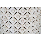 Tavolino tamburo irregolare bianco, legno massello, 1 pezzo