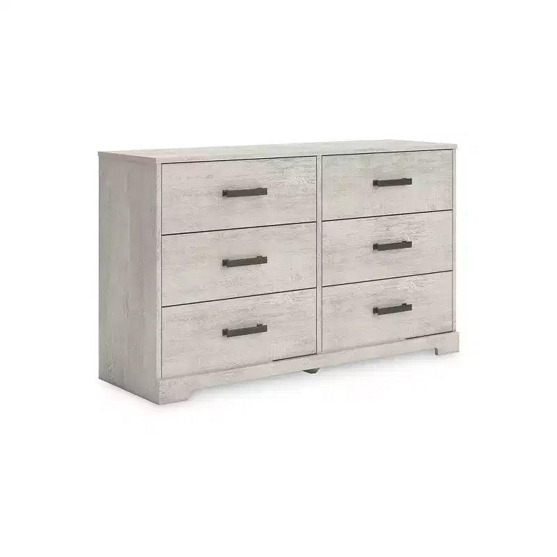 Signature Design by Ashley Shawburn 6 Drawer Modern Farmhouse Dresser, Whitewash