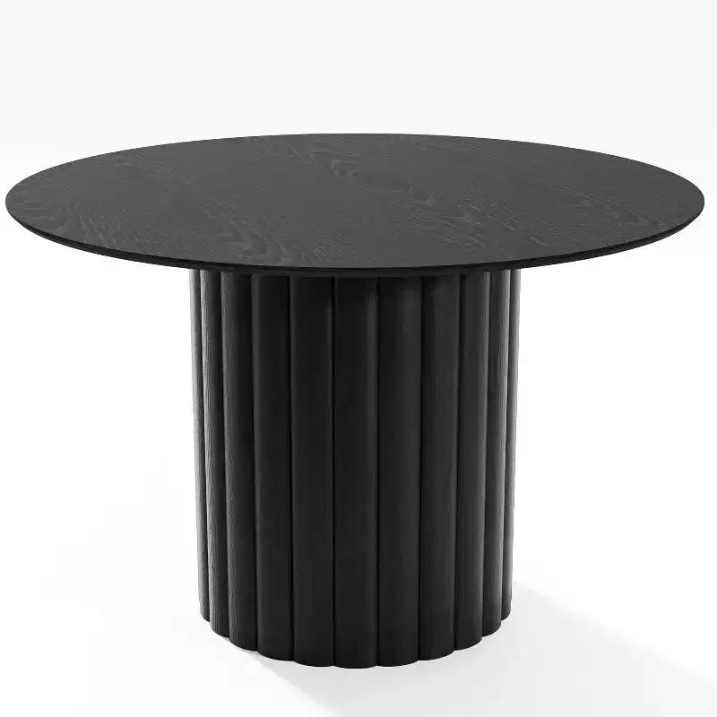Tavolo da pranzo rotondo nero per 4, base a piedistallo